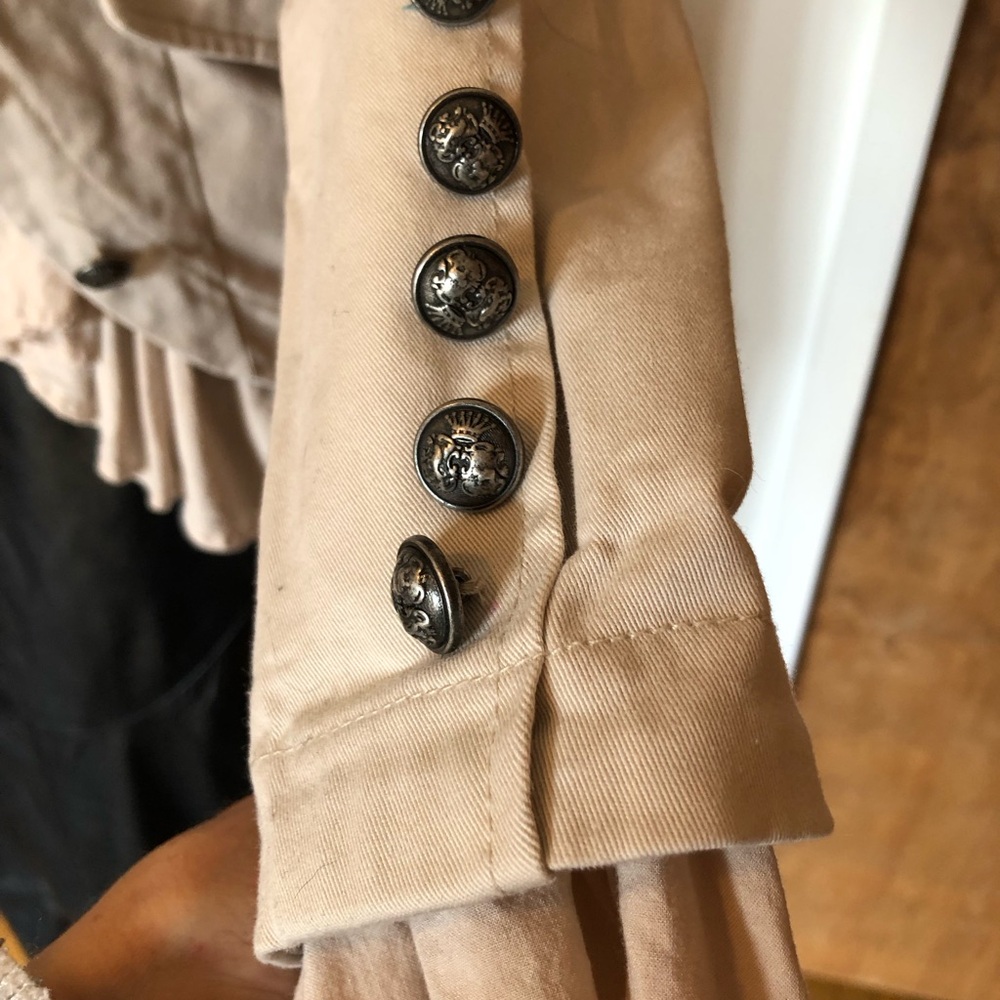 Free People Cream Ruffle-Front Button Blazer - Picture 4 of 13